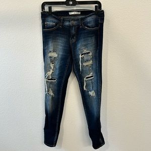 Distressed Ken Chen skinny jeans